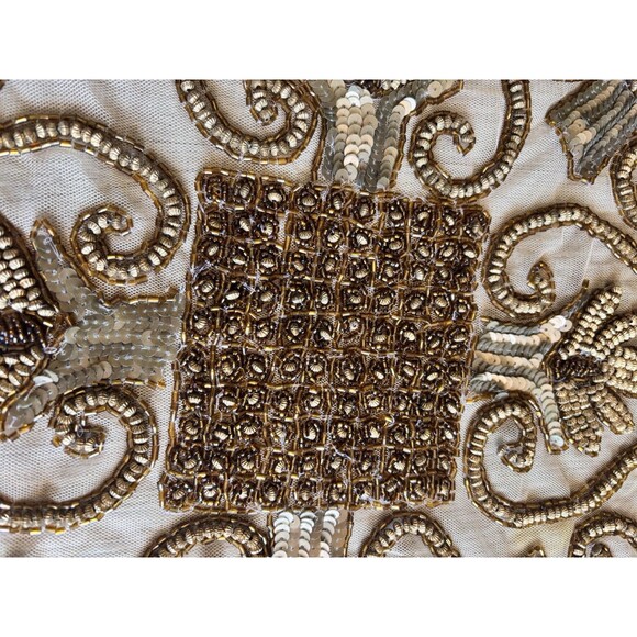 Indian Heavily beaded sequined mesh Boho tablecloth handmade Ornate Formal - Picture 8 of 8